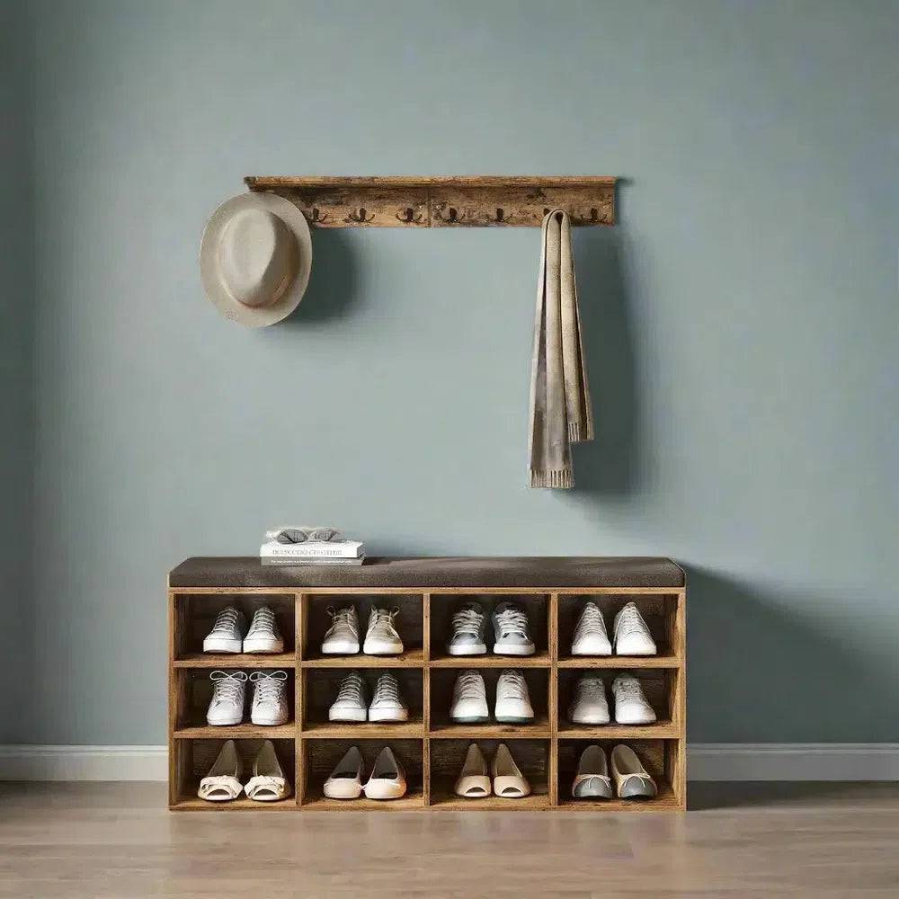 Wooden Shoe Bench with Cushioned Seat | Living Room | Luvasmr - Satisfyingly Organised