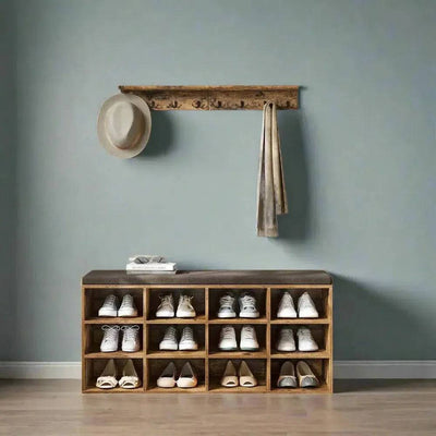 Wooden Shoe Bench with Cushioned Seat | Living Room | Luvasmr - Satisfyingly Organised
