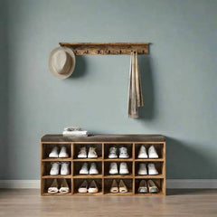 Wooden Shoe Bench with Cushioned Seat | Living Room | Luvasmr - Satisfyingly Organised
