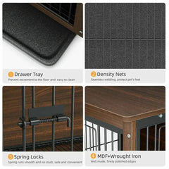 25 32 39 in Dog Crate End Table Furniture Wooden and Metal Pet Cage Kennels House Double Doors & Removable Tray | Living Room | Luvasmr - Satisfyingly Organised