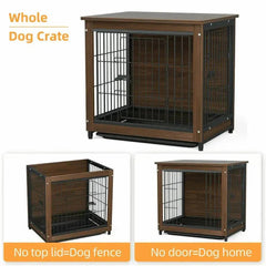 25 32 39 in Dog Crate End Table Furniture Wooden and Metal Pet Cage Kennels House Double Doors & Removable Tray | Living Room | Luvasmr - Satisfyingly Organised