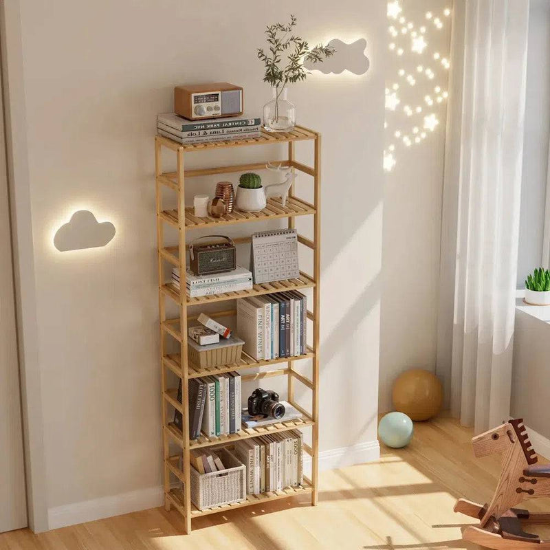 6-Tier Bamboo Storage Rack Shelving Bookshelf Plant Flower Stand Adjustable Shelves for Home Organization | Living Room | Luvasmr - Satisfyingly Organised