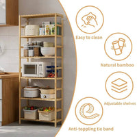 6-Tier Bamboo Storage Rack Shelving Bookshelf Plant Flower Stand Adjustable Shelves for Home Organization | Living Room | Luvasmr - Satisfyingly Organised