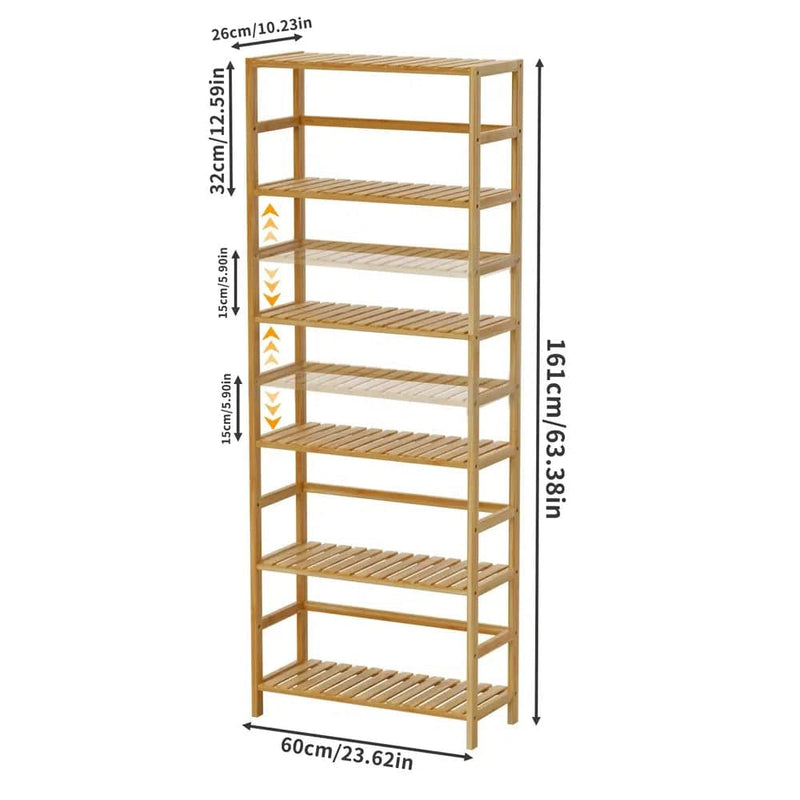 6-Tier Bamboo Storage Rack Shelving Bookshelf Plant Flower Stand Adjustable Shelves for Home Organization | Living Room | Luvasmr - Satisfyingly Organised