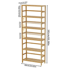 6-Tier Bamboo Storage Rack Shelving Bookshelf Plant Flower Stand Adjustable Shelves for Home Organization | Living Room | Luvasmr - Satisfyingly Organised