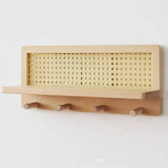 Home Woven Wall Key Hook Storage Rack Solid Wood Rattan Storage Rack Book and Newspaper Rack Magazine Storage Rack Decoration |  | Luvasmr - Satisfyingly Organised