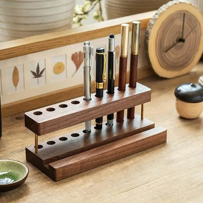 Walnut Wood Multifunction Desk Organiser | Office | Luvasmr - Satisfyingly Organised