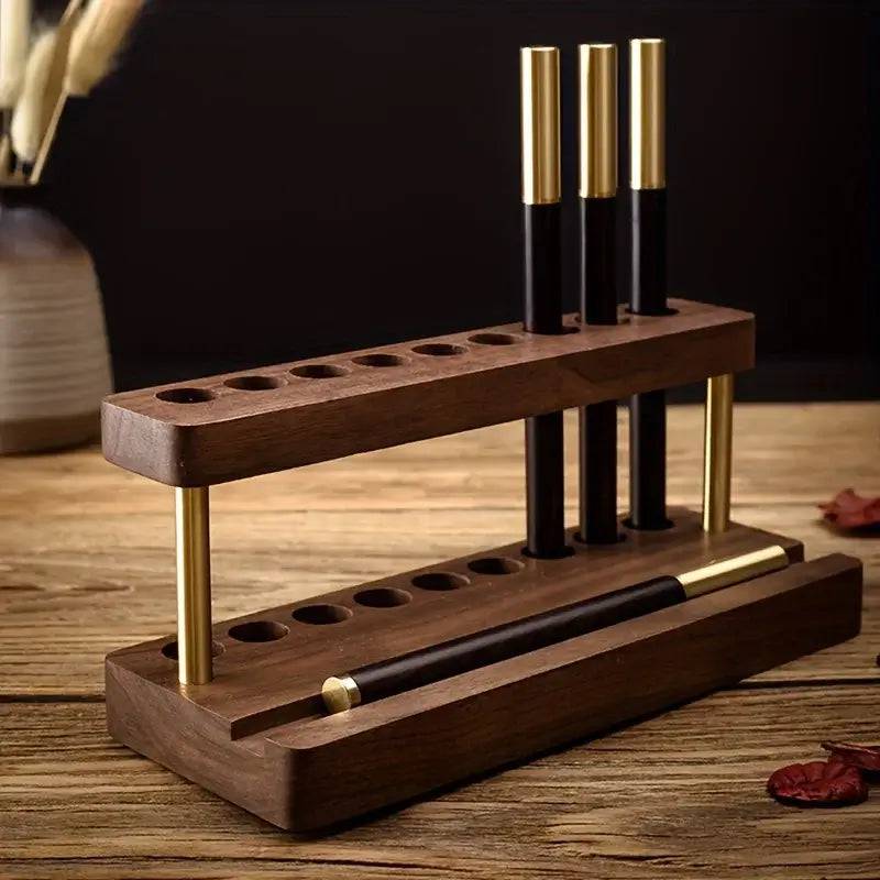Walnut Wood Multifunction Desk Organiser | Office | Luvasmr - Satisfyingly Organised