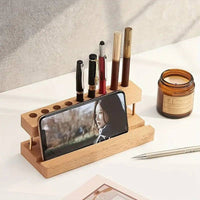 Walnut Wood Multifunction Desk Organiser | Office | Luvasmr - Satisfyingly Organised