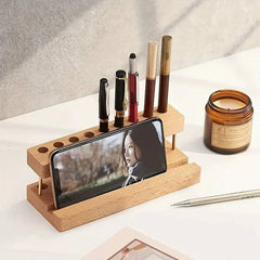 Walnut Wood Multifunction Desk Organiser | Office | Luvasmr - Satisfyingly Organised