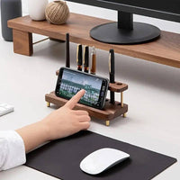 Walnut Wood Multifunction Desk Organiser | Office | Luvasmr - Satisfyingly Organised