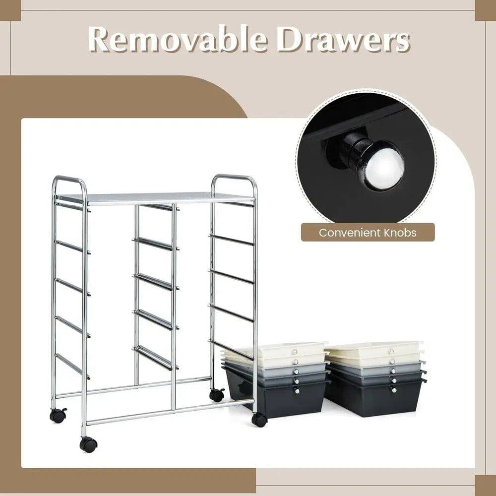 10 Drawers Rolling Utility Storage Cart | Office | Luvasmr - Satisfyingly Organised