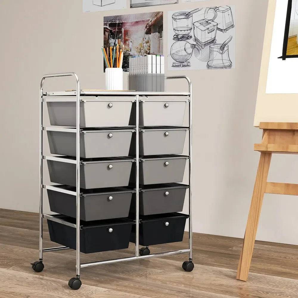 10 Drawers Rolling Utility Storage Cart | Office | Luvasmr - Satisfyingly Organised