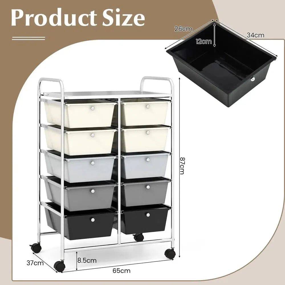 10 Drawers Rolling Utility Storage Cart | Office | Luvasmr - Satisfyingly Organised