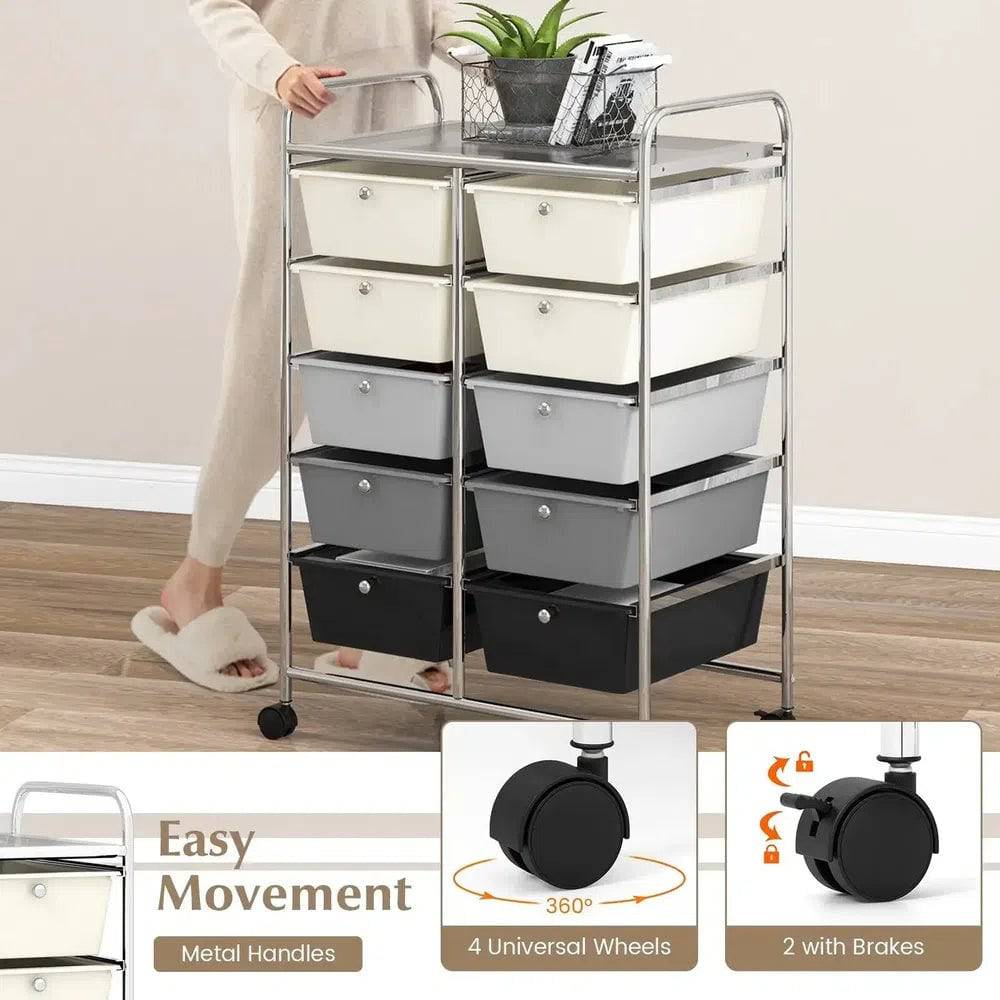 10 Drawers Rolling Utility Storage Cart | Office | Luvasmr - Satisfyingly Organised
