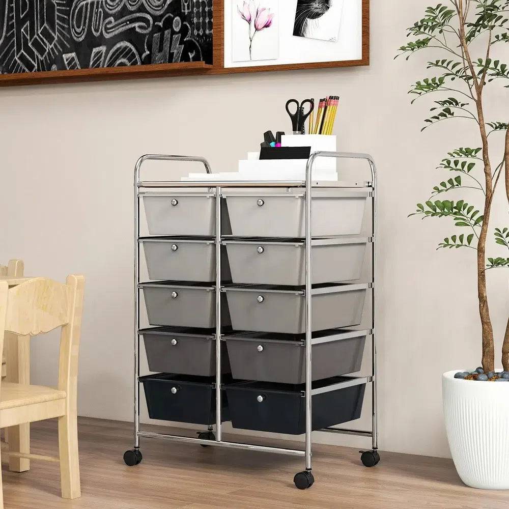 10 Drawers Rolling Utility Storage Cart | Office | Luvasmr - Satisfyingly Organised