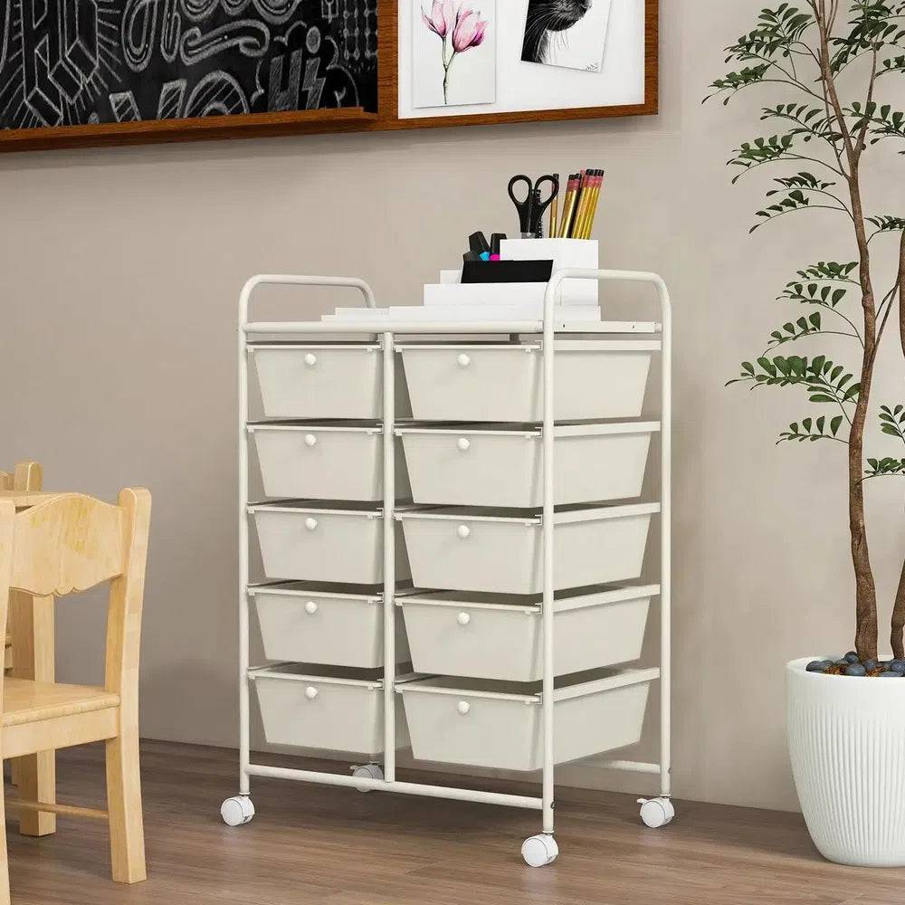 10 Drawers Rolling Utility Storage Cart | Office | Luvasmr - Satisfyingly Organised