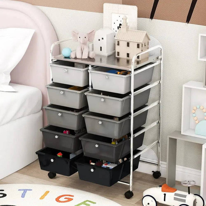 10 Drawers Rolling Utility Storage Cart | Office | Luvasmr - Satisfyingly Organised
