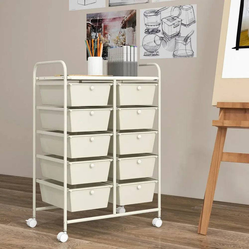 10 Drawers Rolling Utility Storage Cart | Office | Luvasmr - Satisfyingly Organised