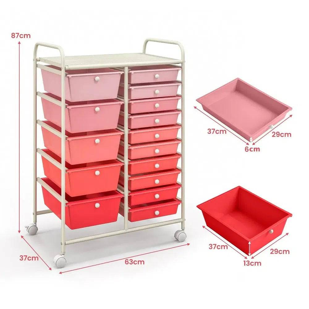 15 Drawers Rolling Utility Storage Cart | Office | Luvasmr - Satisfyingly Organised
