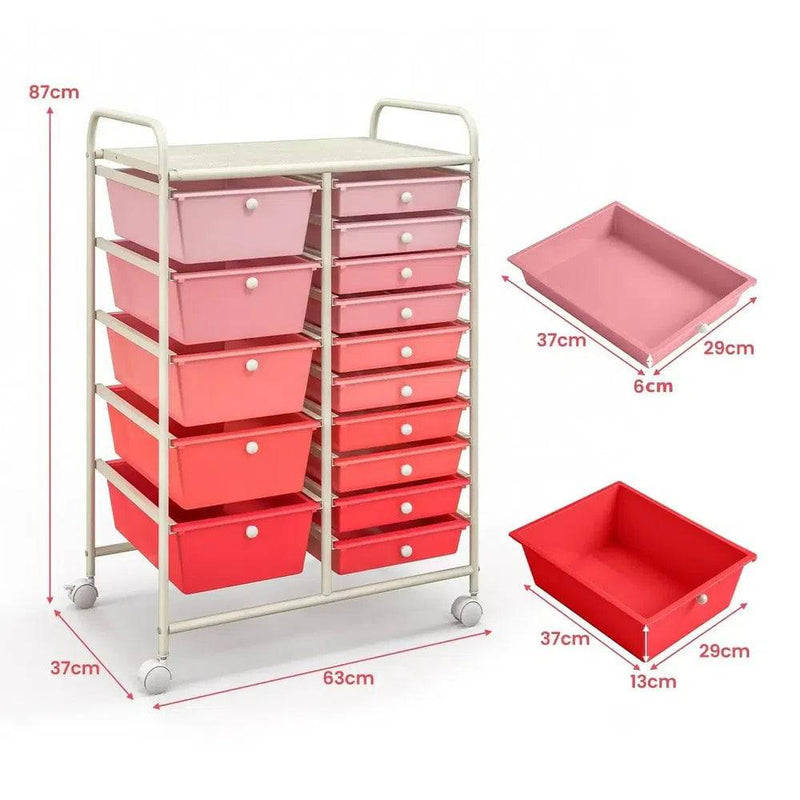15 Drawers Rolling Utility Storage Cart | Office | Luvasmr - Satisfyingly Organised