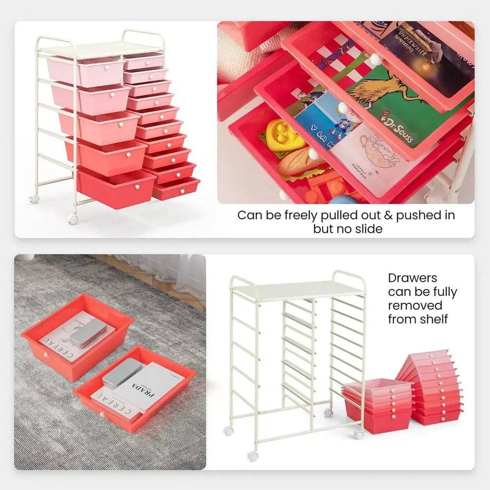 15 Drawers Rolling Utility Storage Cart | Office | Luvasmr - Satisfyingly Organised
