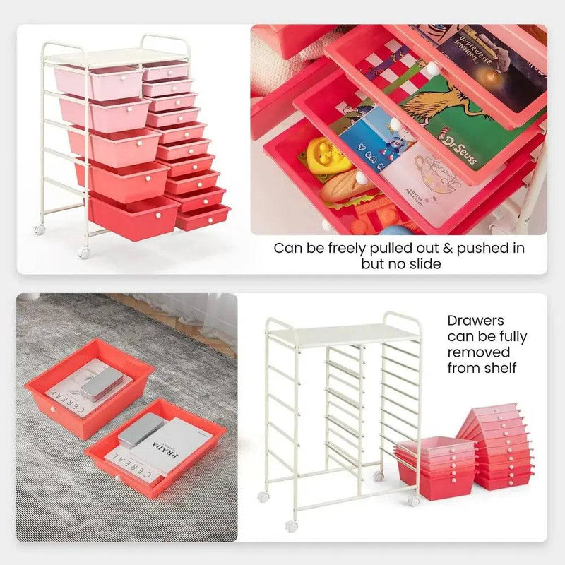 15 Drawers Rolling Utility Storage Cart | Office | Luvasmr - Satisfyingly Organised