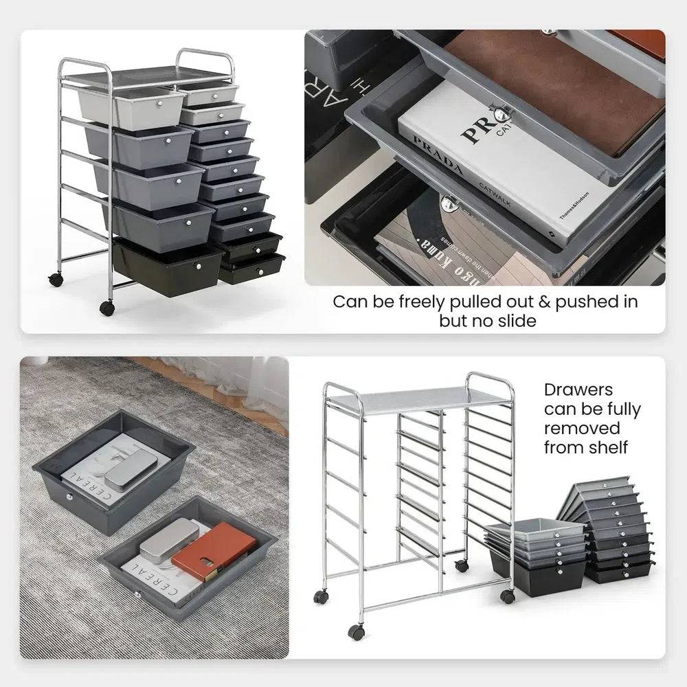 15 Drawers Rolling Utility Storage Cart | Office | Luvasmr - Satisfyingly Organised