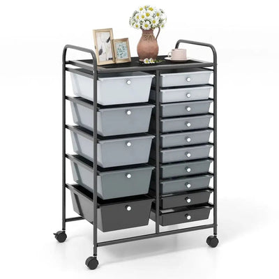 15 Drawers Rolling Utility Storage Cart | Office | Luvasmr - Satisfyingly Organised