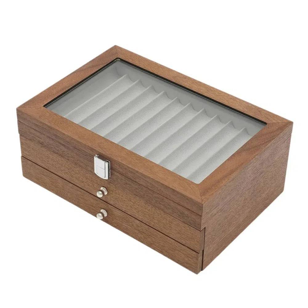 34 Slots Walnut Wood Fountain Pen Display Case | Office | Luvasmr - Satisfyingly Organised