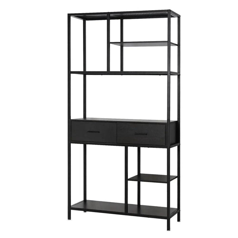 Industrial Tall Bookshelf with 6 Tiers & Drawers | Office | Luvasmr - Satisfyingly Organised