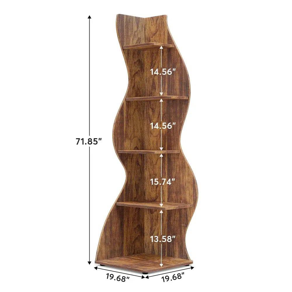 Tribesigns Corner Shelf, Rustic 5-Tier Wall Corner Bookshelf, Stylish Corner Small Bookcase Storage Rack Plant Stand with Unique |  | Luvasmr - Satisfyingly Organised