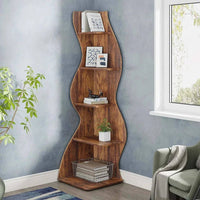 Tribesigns Corner Shelf, Rustic 5-Tier Wall Corner Bookshelf, Stylish Corner Small Bookcase Storage Rack Plant Stand with Unique |  | Luvasmr - Satisfyingly Organised