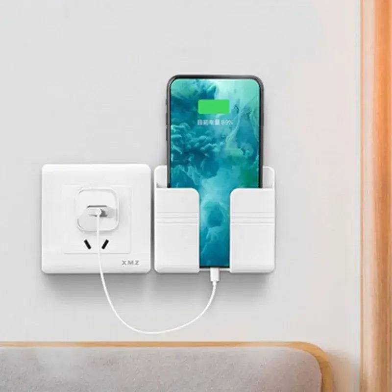 White Wall Mount Phone Plug Holder | Office | Luvasmr - Satisfyingly Organised
