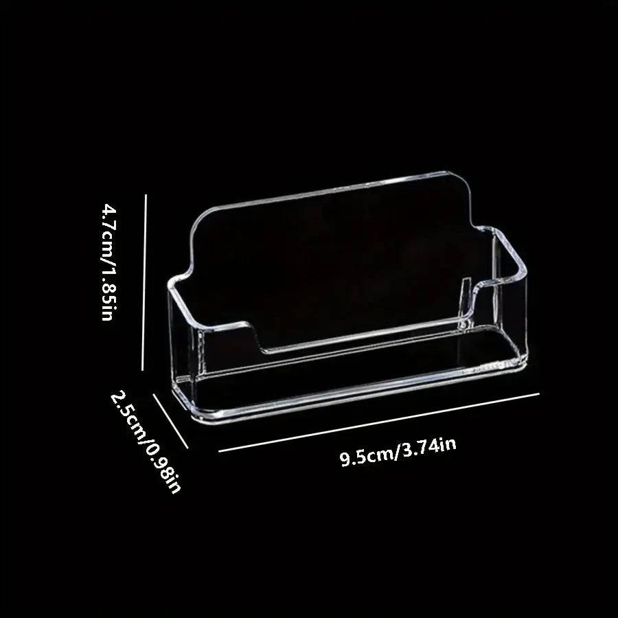 Single compartment card holder with sleek design, dimensions 9.5cm x 2.5cm, clear acrylic material.