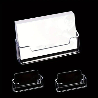 Single compartment card holder with a sleek design, ideal for organizing business cards on your desk.