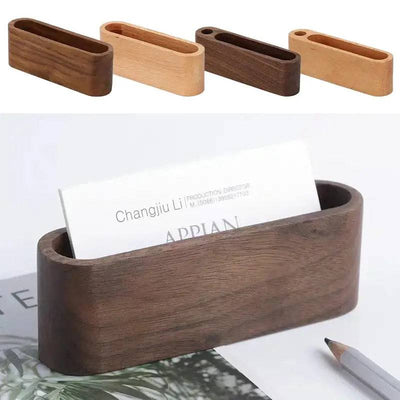 Wooden Business Card Holder with Pen Slot | Office | Luvasmr - Satisfyingly Organised