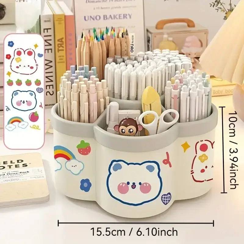 Large Capacity Desk Accessories 306 ° Rotation Cute Pen Holder Stationery Organizer Pencil Storage Office School Supplies |  | Luvasmr - Satisfyingly Organised