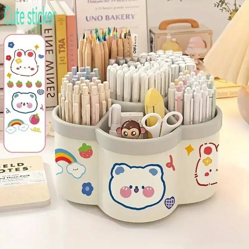 Large Capacity Desk Accessories 306 ° Rotation Cute Pen Holder Stationery Organizer Pencil Storage Office School Supplies |  | Luvasmr - Satisfyingly Organised