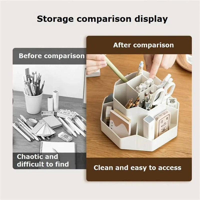 White/Pink Pen Stand 360°Rotatable Pen Holder Large Capacity Desk Pencil Storage Box 9-Grid Stationery Organizer School Office |  | Luvasmr - Satisfyingly Organised