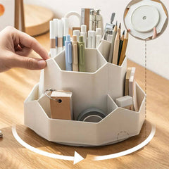 White/Pink Pen Stand 360°Rotatable Pen Holder Large Capacity Desk Pencil Storage Box 9-Grid Stationery Organizer School Office |  | Luvasmr - Satisfyingly Organised
