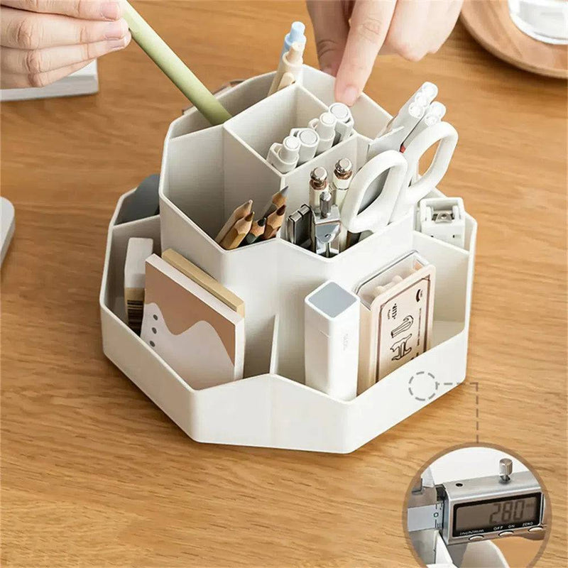 White/Pink Pen Stand 360°Rotatable Pen Holder Large Capacity Desk Pencil Storage Box 9-Grid Stationery Organizer School Office |  | Luvasmr - Satisfyingly Organised