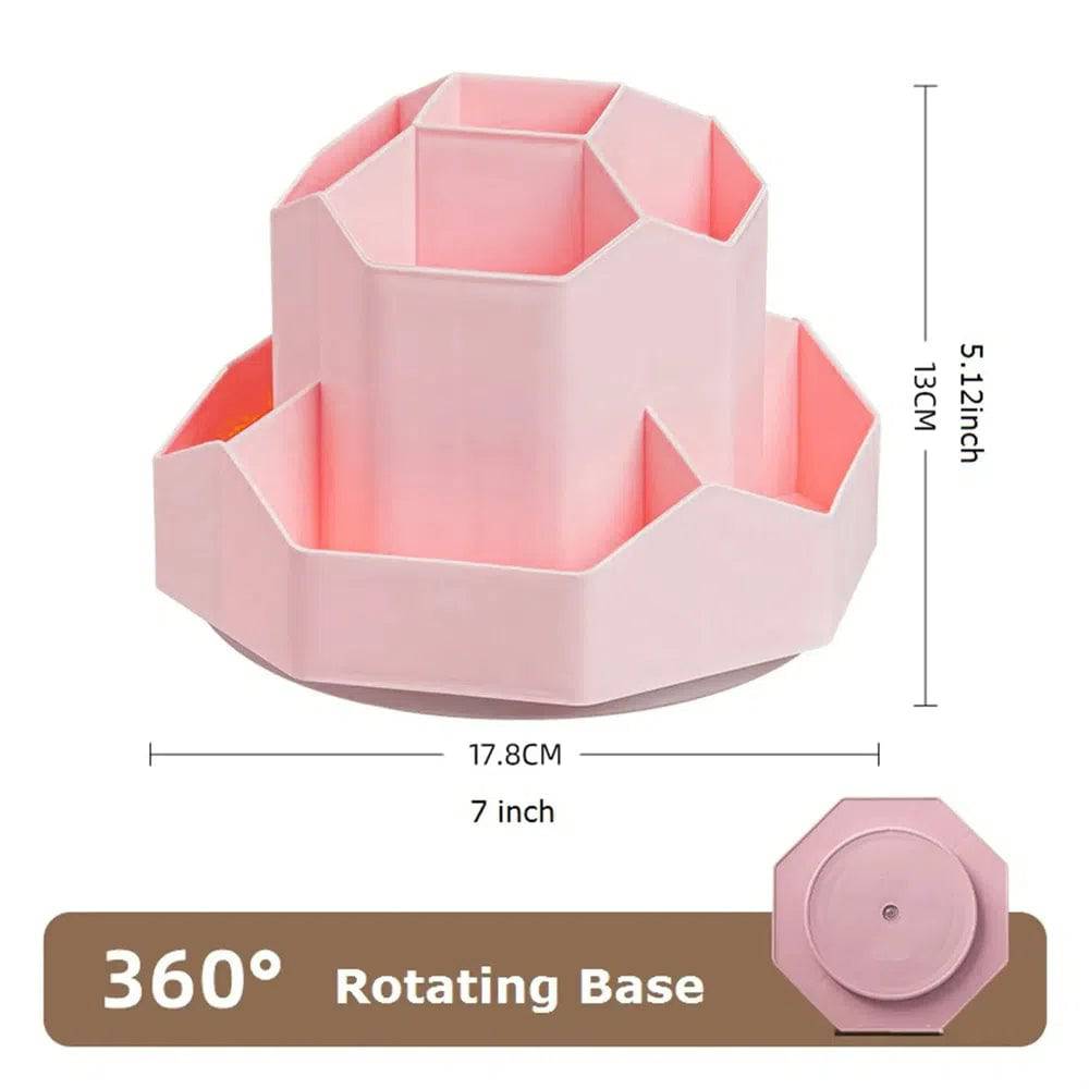White/Pink Pen Stand 360°Rotatable Pen Holder Large Capacity Desk Pencil Storage Box 9-Grid Stationery Organizer School Office |  | Luvasmr - Satisfyingly Organised