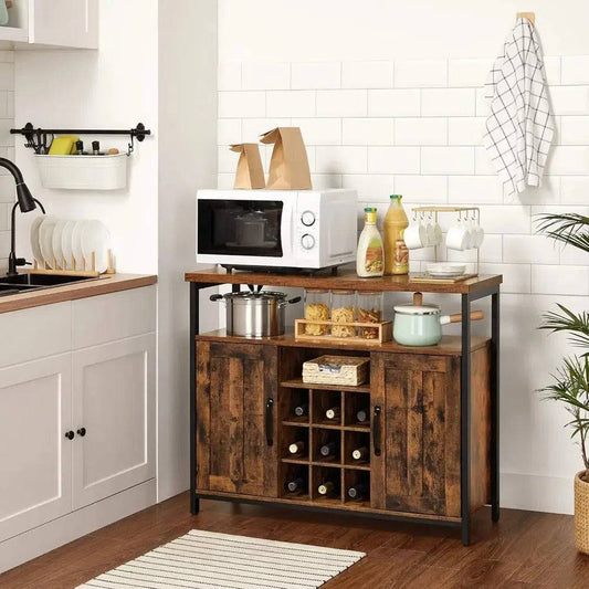 VASAGLE Storage Cabinet, Sideboard and Buffet Table with Wine Holder, 2-Door Cupboard for Dining Room, Living Room, Kitchen |  | Luvasmr - Satisfyingly Organised