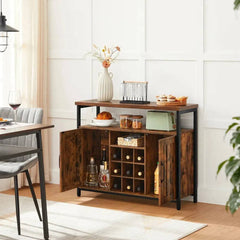 VASAGLE Storage Cabinet, Sideboard and Buffet Table with Wine Holder, 2-Door Cupboard for Dining Room, Living Room, Kitchen |  | Luvasmr - Satisfyingly Organised