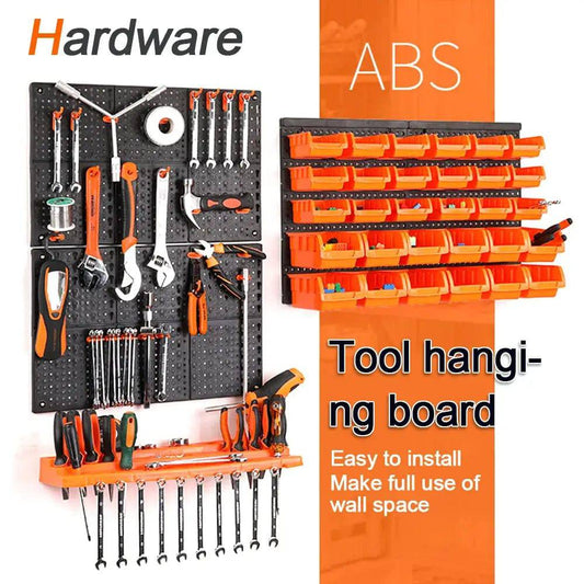 Garage Wall Organization Bins Hanging Wall Mount Board Tool Storage Plastic Workshop Box Storage Rack Plate Hole Access Tools |  | Luvasmr - Satisfyingly Organised