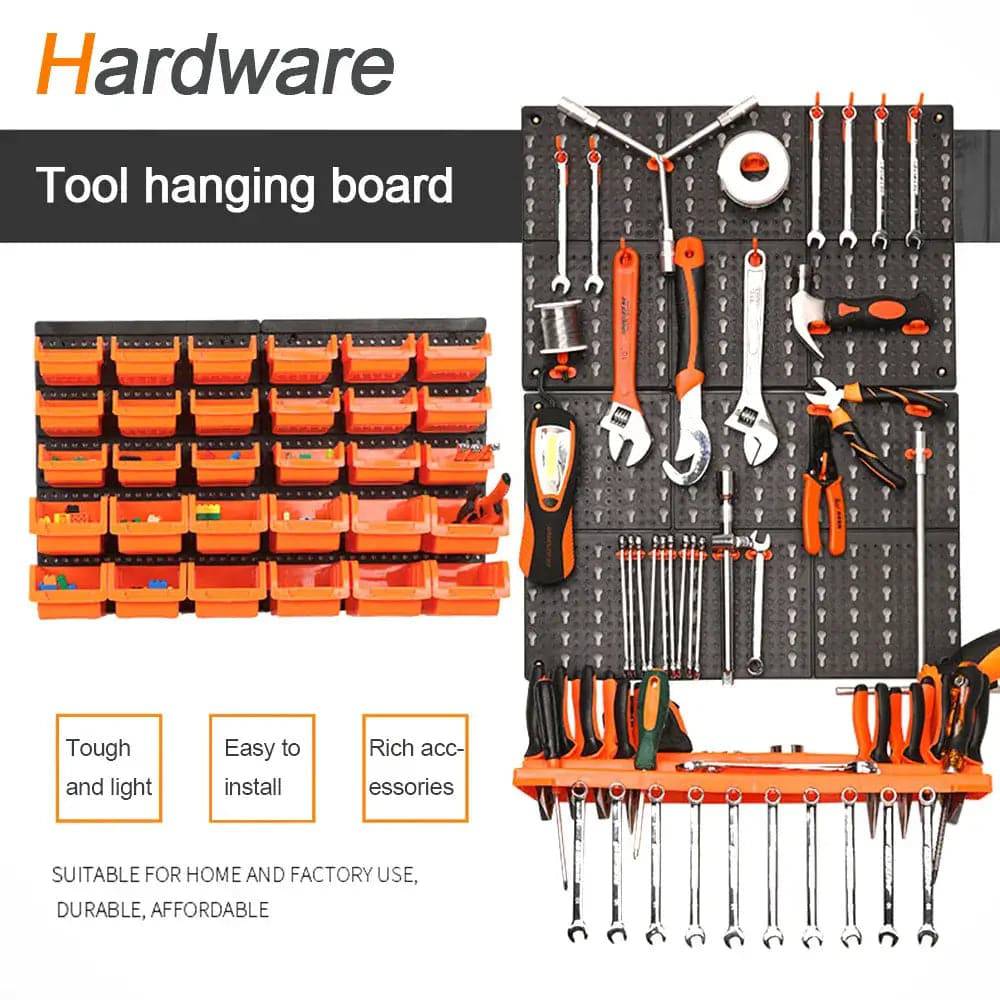Garage Wall Organization Bins Hanging Wall Mount Board Tool Storage Plastic Workshop Box Storage Rack Plate Hole Access Tools |  | Luvasmr - Satisfyingly Organised