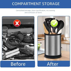 1PC rotatable stainless steel silica gel storage barrel kitchen storage rack spatula spoon tableware kitchenware storage |  | Luvasmr - Satisfyingly Organised