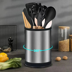 1PC rotatable stainless steel silica gel storage barrel kitchen storage rack spatula spoon tableware kitchenware storage |  | Luvasmr - Satisfyingly Organised