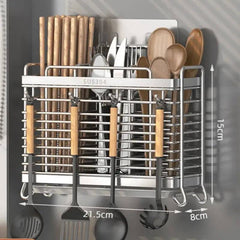 Kitchen Hanging Stainless Steel Chopsticks Spoons Fork Cutlery Holder Organizer Rack Drainer Storage Accessories Items |  | Luvasmr - Satisfyingly Organised